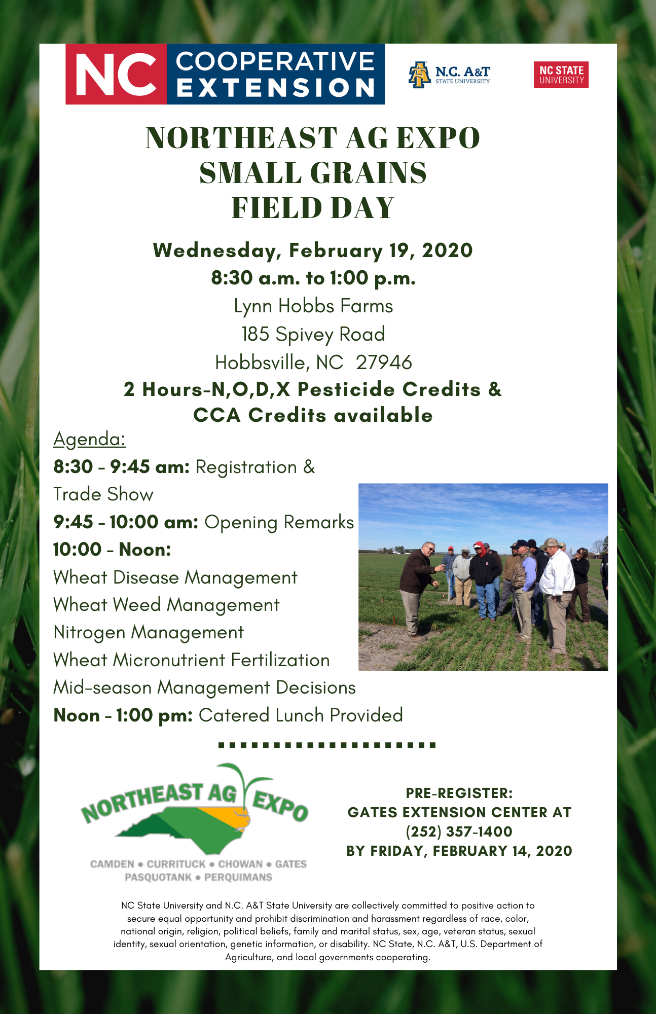 2020 NE Ag Expo Small Grains Field Day poster