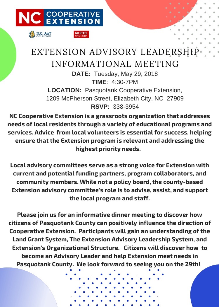 Advisory Leadership Informational Meeting flyer
