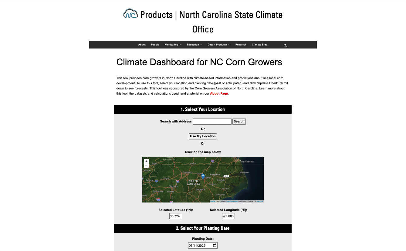 Climate Dashboard for NC Corn Growers