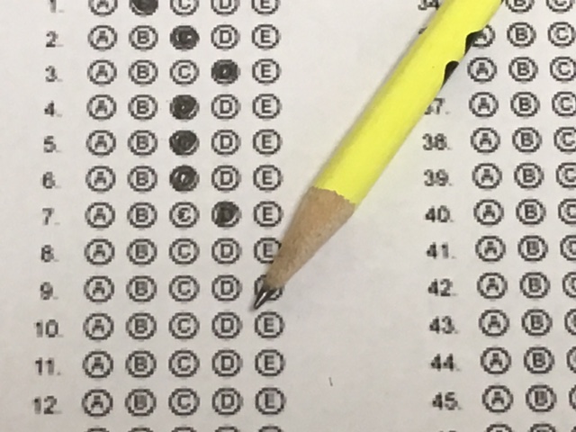 an image of pencil and bubble sheet for recording answers when taking a test